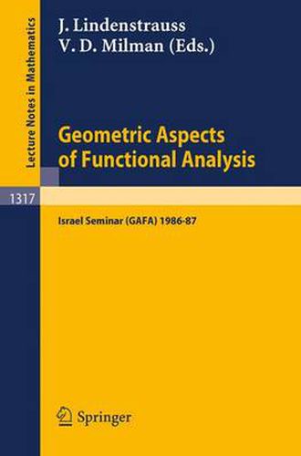 Cover image for Geometric Aspects of Functional Analysis: Israel Seminar (GAFA) 1986-87