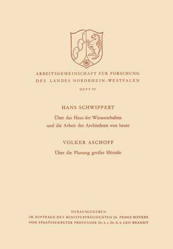 Cover image for UEber Das Haus Der Wissenschaften Und Die Arbeit Des Architekten Von Heute. UEber Die Planung Grosser Hoersale