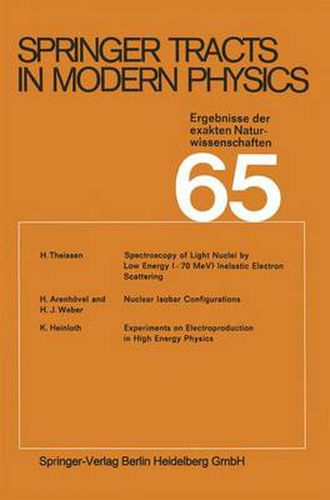 Cover image for Springer Tracts in Modern Physics: Ergebnisse der exakten Naturwissenschaften Volume 65