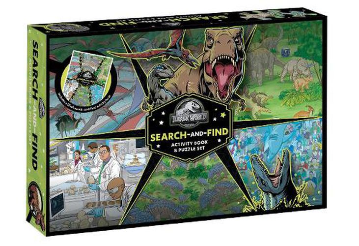 Cover image for Jurassic World: Search-and-Find Activity Book and Puzzle Set (Universal: 200 Pieces)