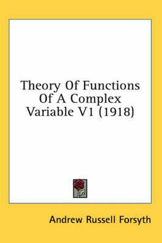 Cover image for Theory of Functions of a Complex Variable V1 (1918)