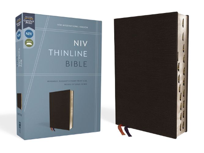 Cover image for NIV, Thinline Bible, Bonded Leather, Black, Red Letter, Thumb Indexed, Comfort Print