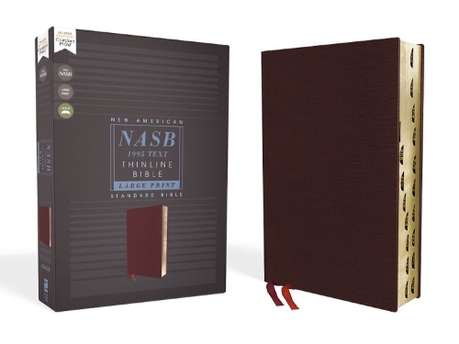 Cover image for NASB, Thinline Bible, Large Print, Bonded Leather, Burgundy, Red Letter, 1995 Text, Thumb Indexed, Comfort Print