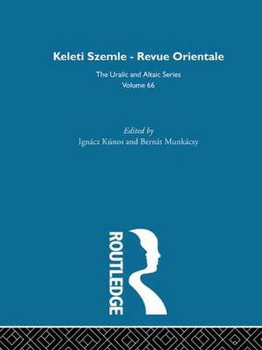 Cover image for Keleti Szemle-Revue Orientale