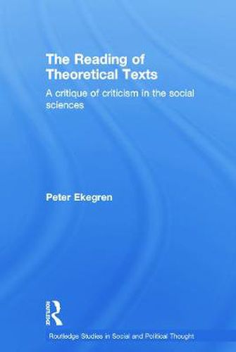 Cover image for The Reading of Theoretical Texts