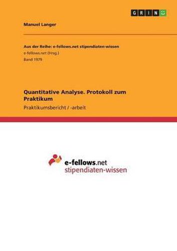 Cover image for Quantitative Analyse. Protokoll Zum Praktikum