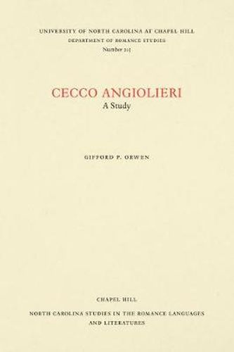 Cover image for Cecco Angiolieri: A Study