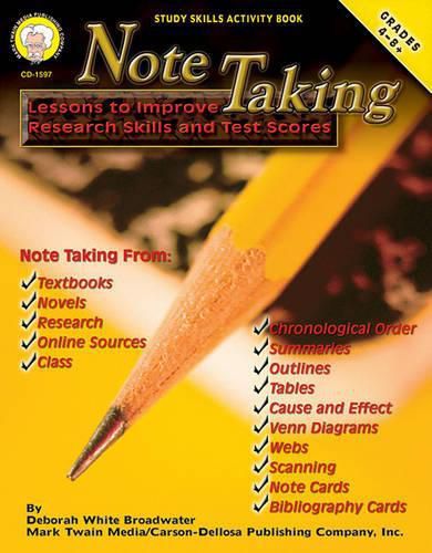 Cover image for Note Taking, Grades 4 - 8: Lessons to Improve Research Skills and Test Scores