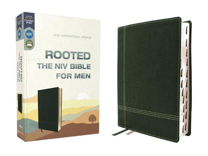 Cover image for Rooted: The NIV Bible for Men, Leathersoft, Green, Thumb Indexed, Comfort Print