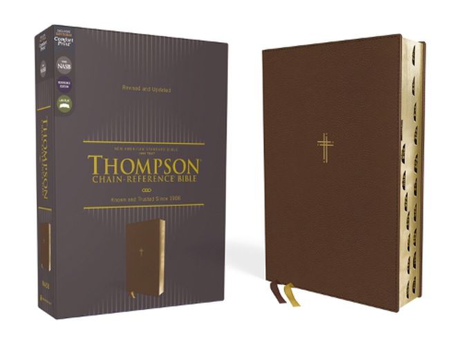 Cover image for NASB, Thompson Chain-Reference Bible, Leathersoft, Brown, 1995 Text, Red Letter, Thumb Indexed, Comfort Print