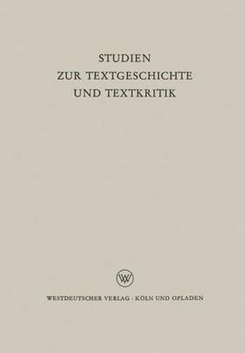 Cover image for Studien Zur Textgeschichte Und Textkritik