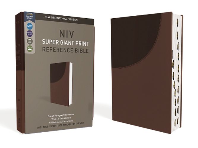 Cover image for NIV, Super Giant Print Reference Bible, Leathersoft, Brown, Red Letter, Thumb Indexed, Comfort Print