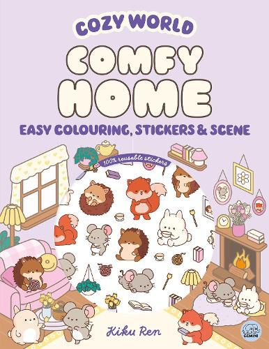 Cover image for Cozy World Comfy Home: Easy Colouring and Sticker Scene for Teens, Young Adults and Adults