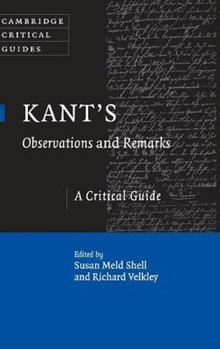 Cover image for Kant's Observations and Remarks: A Critical Guide