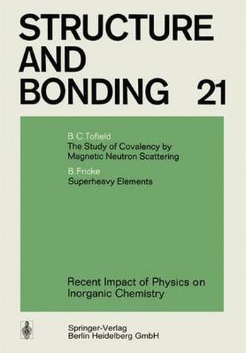 Cover image for Recent Impact of Physics on Inorganic Chemistry