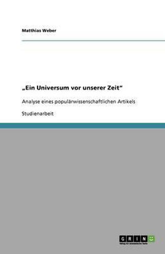 Cover image for Ein Universum vor unserer Zeit: Analyse eines popularwissenschaftlichen Artikels