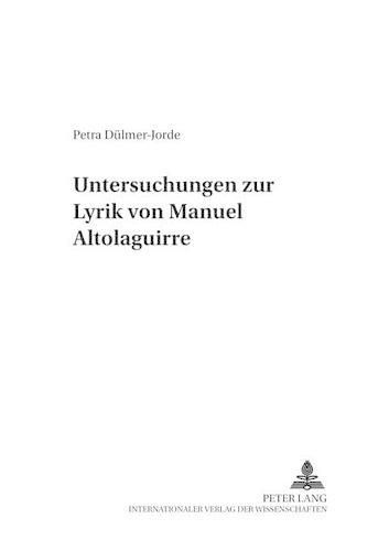 Cover image for Untersuchungen Zur Lyrik Von Manuel Altolaguirre