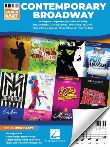 Cover image for Contemporary Broadway - Super Easy Songbook: Simple Arrangements of 39 Broadway Hits for Piano with Lyrics