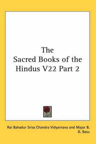 Cover image for The Sacred Books of the Hindus V22 Part 2