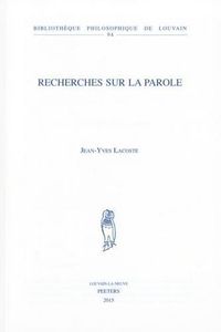 Cover image for Recherches sur la parole