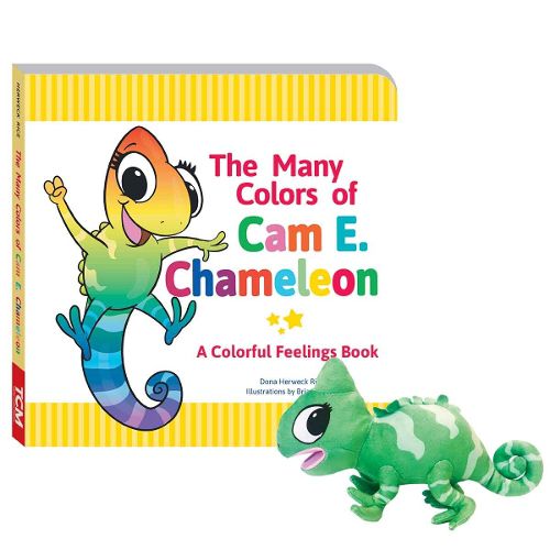 Cover image for The Many Colors of Cam E. Chameleon Board Book & Plush Set