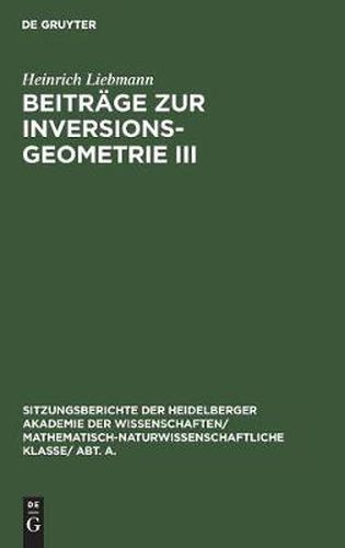 Beitrage Zur Inversionsgeometrie III