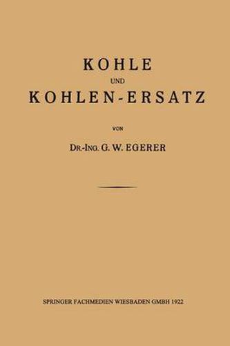 Cover image for Kohle Und Kohlen-Ersatz