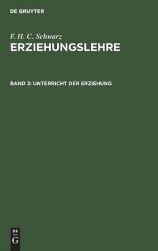 Cover image for Unterricht Der Erziehung