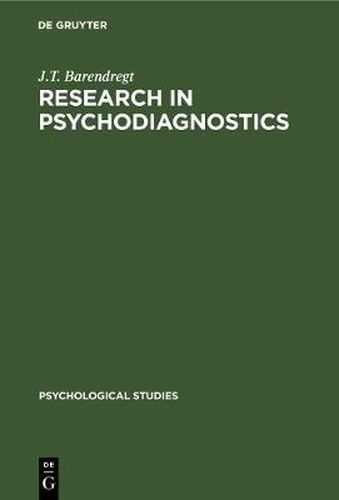 Cover image for Research in Psychodiagnostics: Record of Investigations