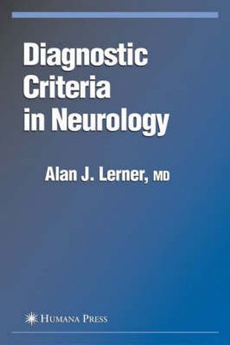 Cover image for Diagnostic Criteria in Neurology