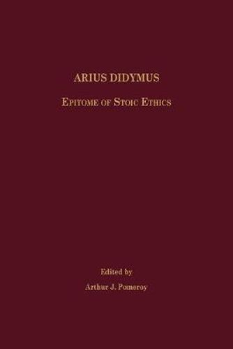 Cover image for Arius Didymus: Epitome of Stoic Ethics