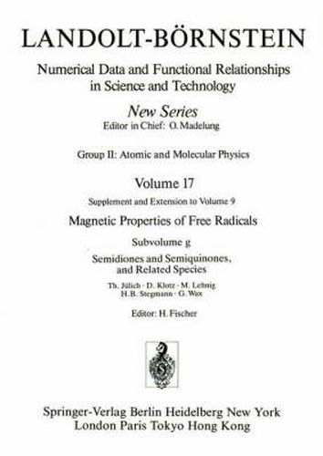 Cover image for Semidiones and Semiquinones, and Related Species / Semidione und Semichinone, sowie verwandte Verbindungen
