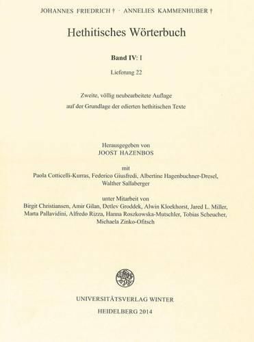 Cover image for Hethitisches Worterbuch, Band IV: I (Fascicle 22-25)