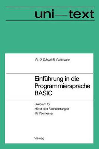 Cover image for Einfuhrung in Die Programmiersprache Basic: Anleitung Zum Selbststudium