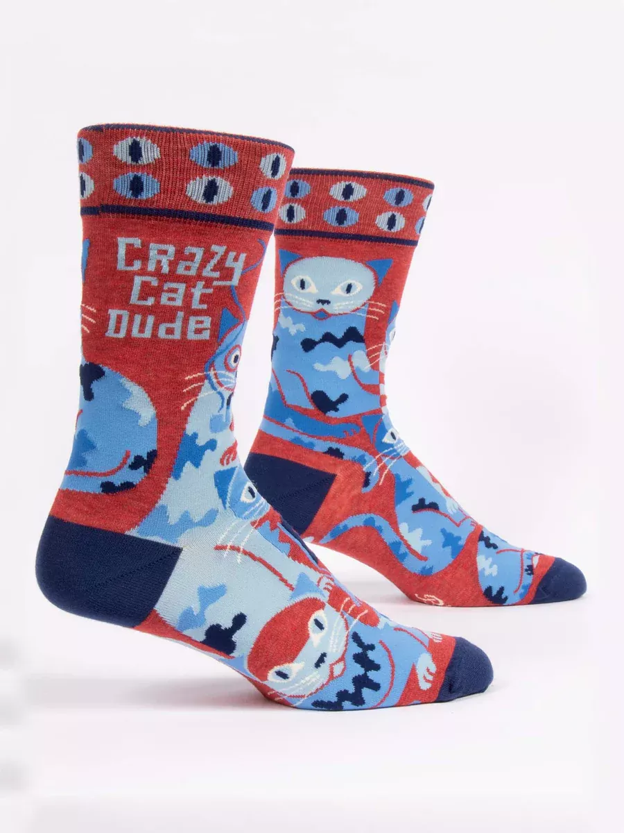 Crazy Cat Dude Crew Socks