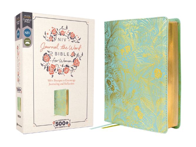 Cover image for NIV, Journal the Word Bible for Women (Perfect for Note-Taking), Leathersoft, Teal, Red Letter, Comfort Print