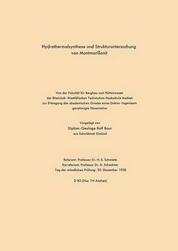 Cover image for Hydrothermalsynthese Und Strukturuntersuchung Von Montmorillonit