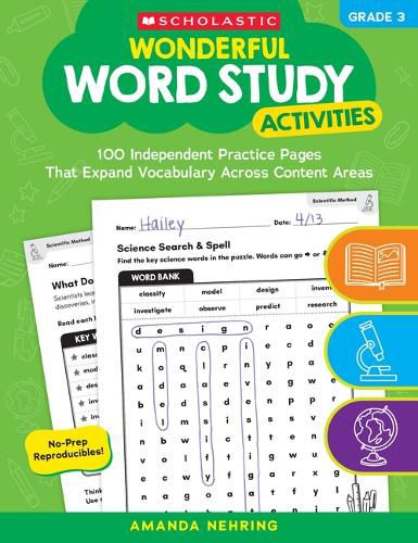 Cover image for Wonderful Word Study Activities: Grade 3: 100 Independent Practice Pages That Expand Vocabulary Across Content Areas