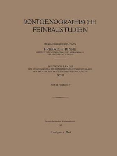 Cover image for Roentgenographische Feinbaustudien