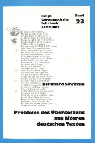 Cover image for Probleme Des Uebersetzens Aus Aelteren Deutschen Texten