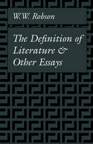 Cover image for The Definition of Literature and Other Essays