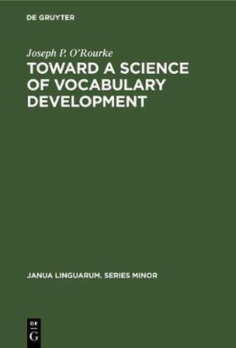 Cover image for Toward a Science of Vocabulary Development