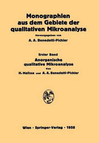 Cover image for Anorganische Qualitative Mikroanalyse