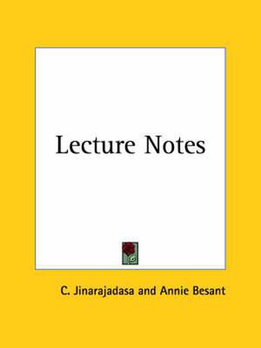 Cover image for Lecture Notes (1930)