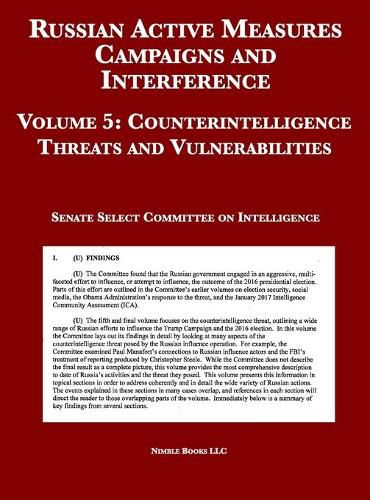 Cover image for Russian Active Measures Campaigns and Interference: Volume 5: Counterintelligence Threats and Vulnerabilities