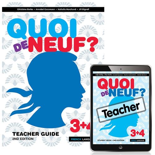 Cover image for Quoi de Neuf ? 3+4 Teacher Guide, Teacher eBook and Audio Download