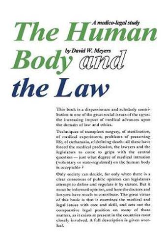 Cover image for The Human Body and the Law: A Medico-legal Study