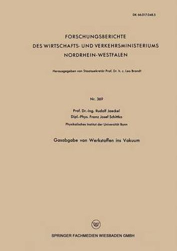 Cover image for Gasabgabe Von Werkstoffen Ins Vakuum