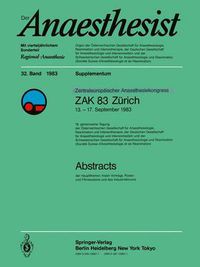 Cover image for Zentraleuropoischer Anaesthesiekongress ZAK 83 Zurich