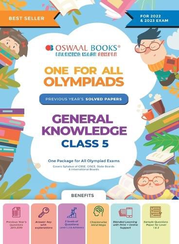 Cover image for Oswaal One For All Olympiad Previous Years' Solved Papers, Class-5 General Knowledge Book (For 2022-23 Exam)